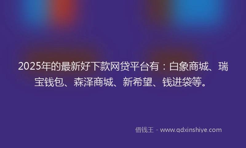 2025年的最新好下款网贷平台有：白象商城、瑞宝钱包、森泽商城、新希望、钱进袋等。