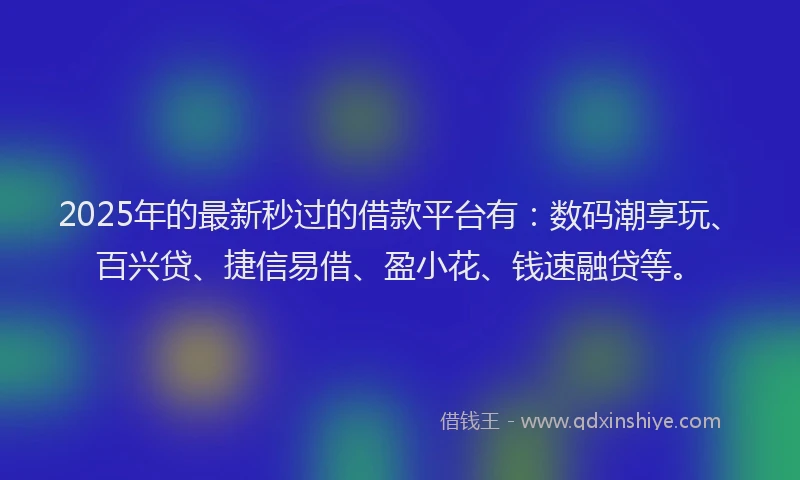 2025年的最新秒过的借款平台有：数码潮享玩、百兴贷、捷信易借、盈小花、钱速融贷等。