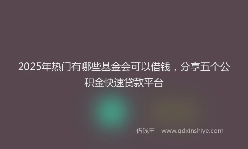 2025年热门有哪些基金会可以借钱，分享五个公积金快速贷款平台