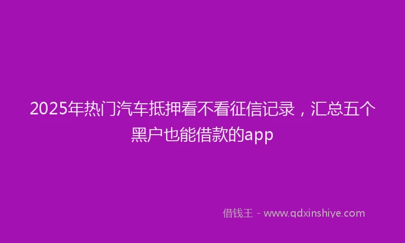2025年热门汽车抵押看不看征信记录，汇总五个黑户也能借款的app