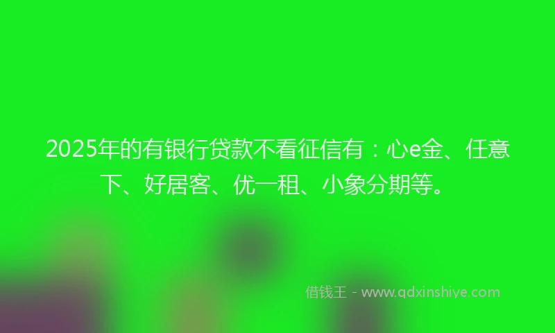 2025年的有银行贷款不看征信有：心e金、任意下、好居客、优一租、小象分期等。