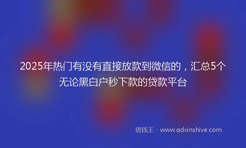 2025年热门有没有直接放款到微信的，汇总5个无论黑白户秒下款的贷款平台