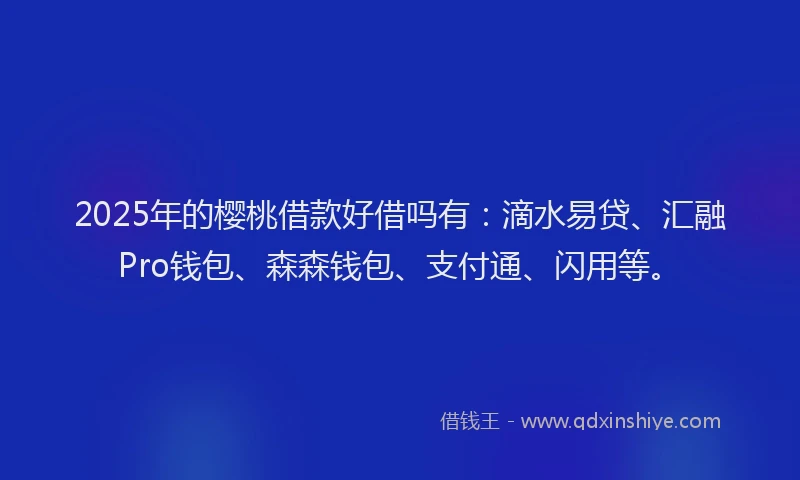 2025年的樱桃借款好借吗有：滴水易贷、汇融Pro钱包、森森钱包、支付通、闪用等。