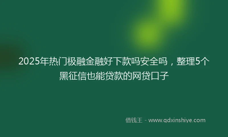 2025年热门极融金融好下款吗安全吗,整理5个黑征信也能贷款的网贷口子