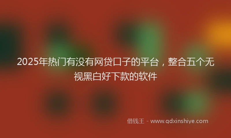 2025年热门有没有网贷口子的平台，整合五个无视黑白好下款的软件