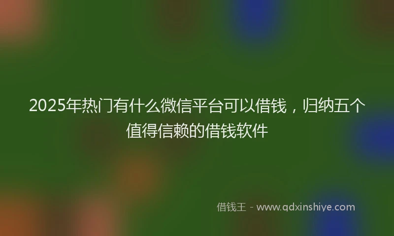 2025年热门有什么微信平台可以借钱,归纳五个值得信赖的借钱软件