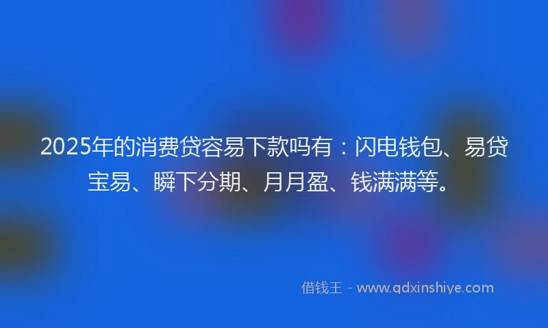 2025年的消费贷容易下款吗有：闪电钱包、易贷宝易、瞬下分期、月月盈、钱满满等。