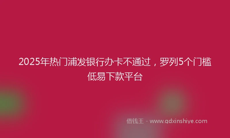 2025年热门浦发银行办卡不通过，罗列5个门槛低易下款平台