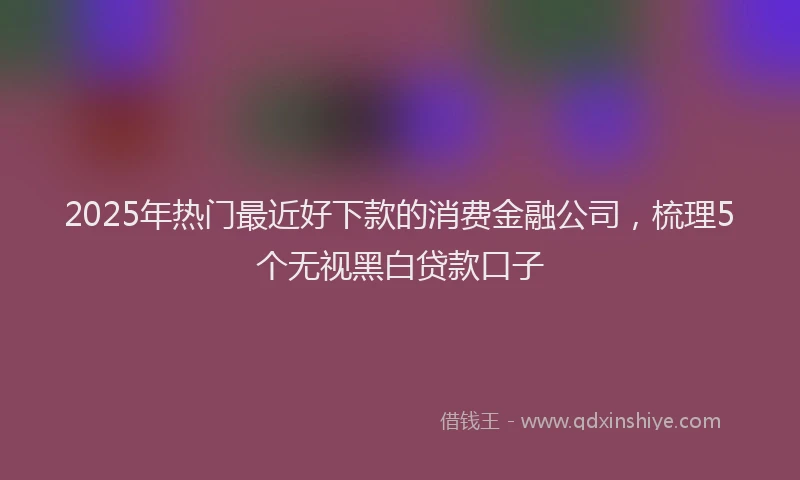 2025年热门最近好下款的消费金融公司，梳理5个无视黑白贷款口子