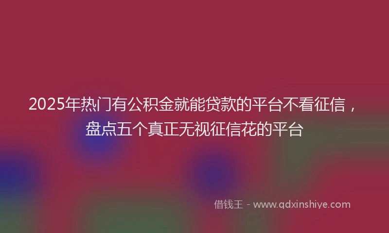 2025年热门有公积金就能贷款的平台不看征信，盘点五个真正无视征信花的平台