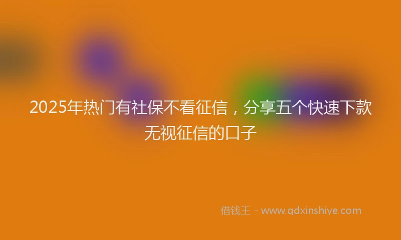 2025年热门有社保不看征信，分享五个快速下款无视征信的口子