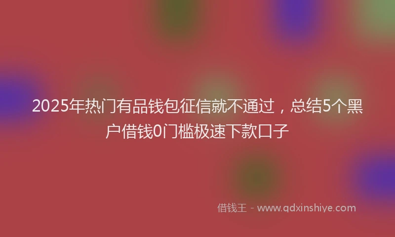 2025年热门有品钱包征信就不通过,总结5个黑户借钱0门槛极速下款口子