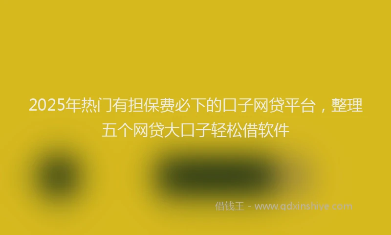2025年热门有担保费必下的口子网贷平台，整理五个网贷大口子轻松借软件
