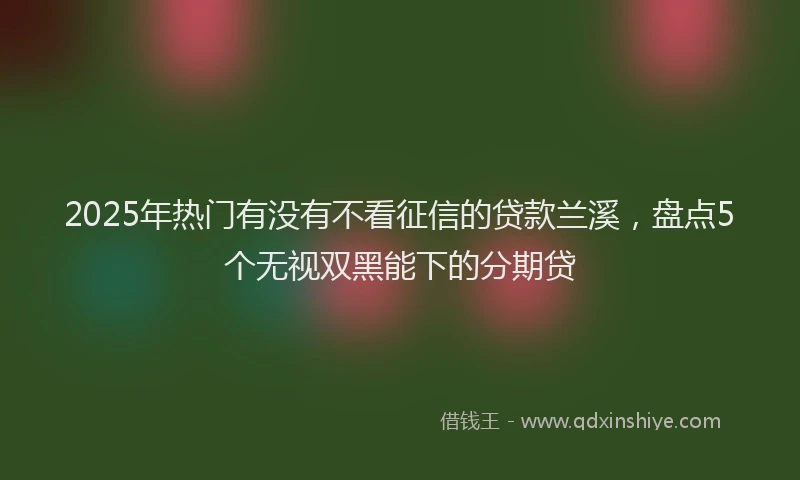 2025年热门有没有不看征信的贷款兰溪，盘点5个无视双黑能下的分期贷