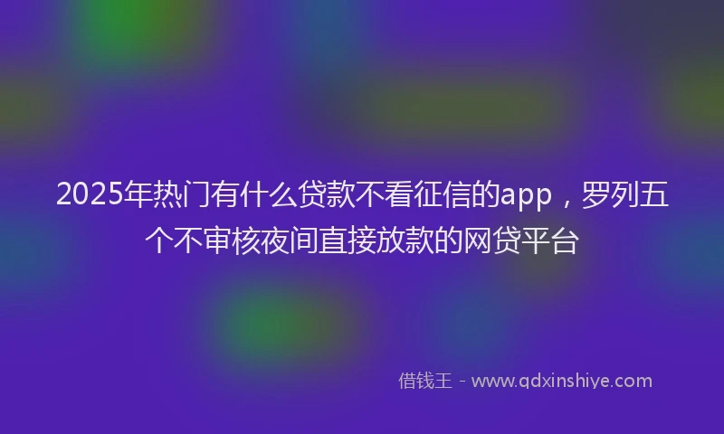 2025年热门有什么贷款不看征信的app，罗列五个不审核夜间直接放款的网贷平台
