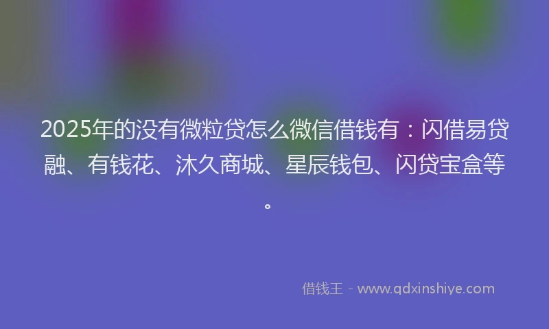 2025年的没有微粒贷怎么微信借钱有：闪借易贷融、有钱花、沐久商城、星辰钱包、闪贷宝盒等。