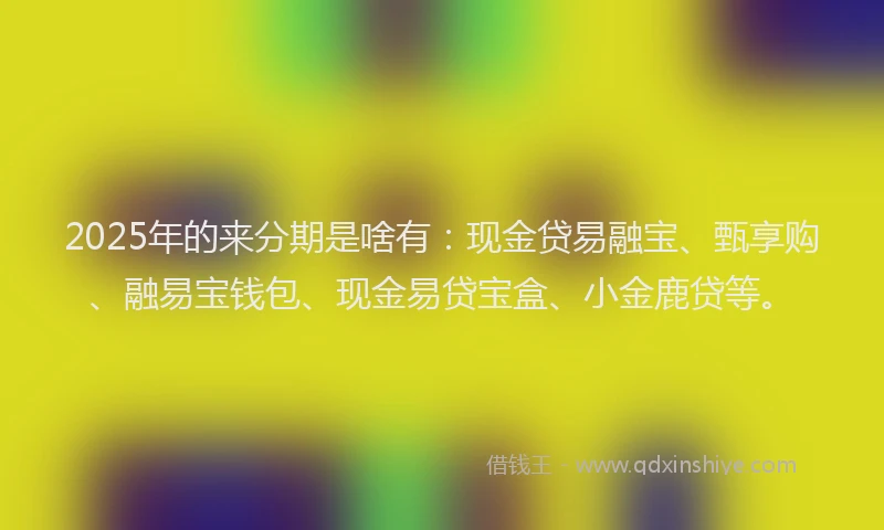 2025年的来分期是啥有:现金贷易融宝、甄享购、融易宝钱包、现金易贷宝盒、小金鹿贷等。