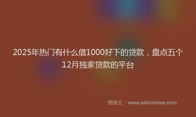 2025年热门有什么借1000好下的贷款，盘点五个12月独家贷款的平台