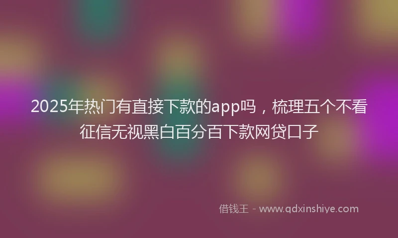 2025年热门有直接下款的app吗，梳理五个不看征信无视黑白百分百下款网贷口子