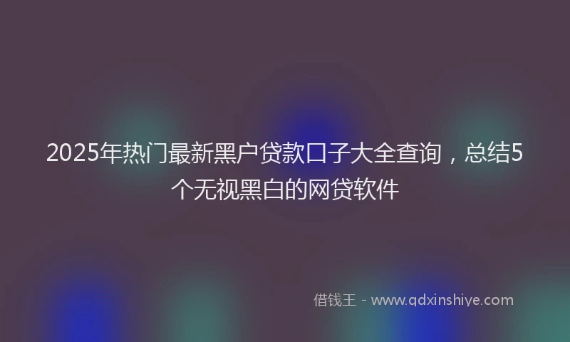 2025年热门最新黑户贷款口子大全查询，总结5个无视黑白的网贷软件