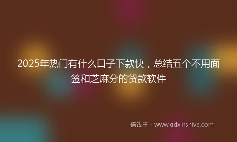 2025年热门有什么口子下款快，总结五个不用面签和芝麻分的贷款软件