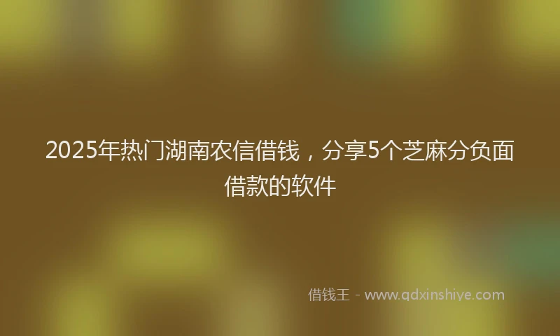 2025年热门湖南农信借钱，分享5个芝麻分负面借款的软件