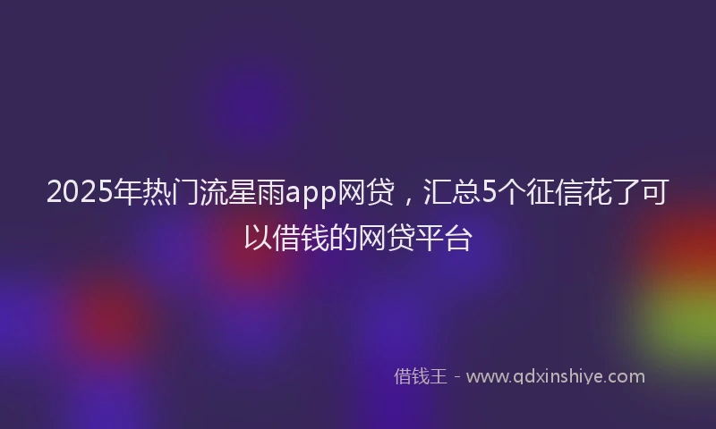 2025年热门流星雨app网贷，汇总5个征信花了可以借钱的网贷平台
