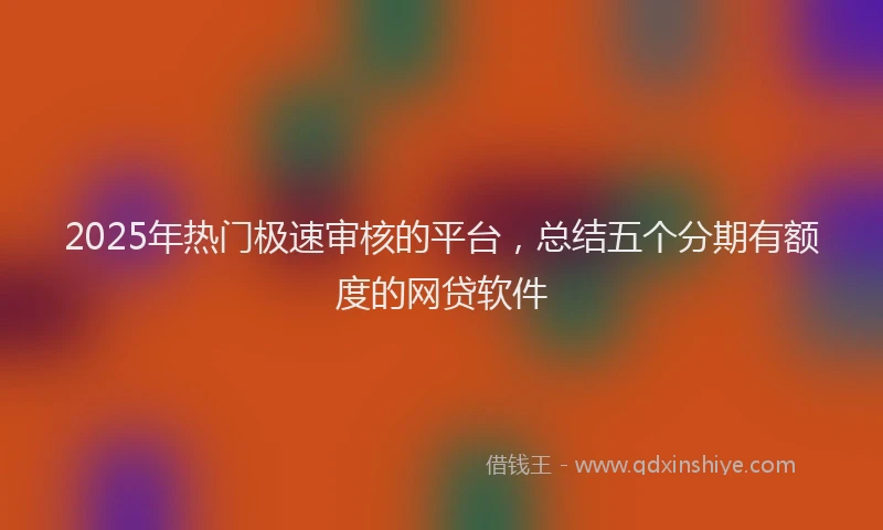 2025年热门极速审核的平台，总结五个分期有额度的网贷软件