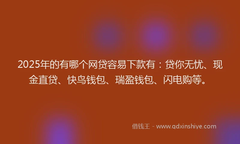 2025年的有哪个网贷容易下款有：贷你无忧、现金直贷、快鸟钱包、瑞盈钱包、闪电购等。