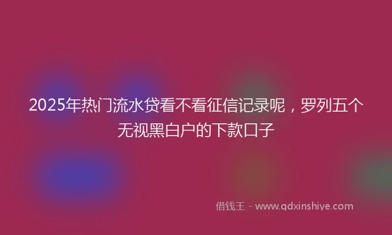 2025年热门流水贷看不看征信记录呢，罗列五个无视黑白户的下款口子