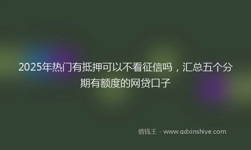 2025年热门有抵押可以不看征信吗，汇总五个分期有额度的网贷口子