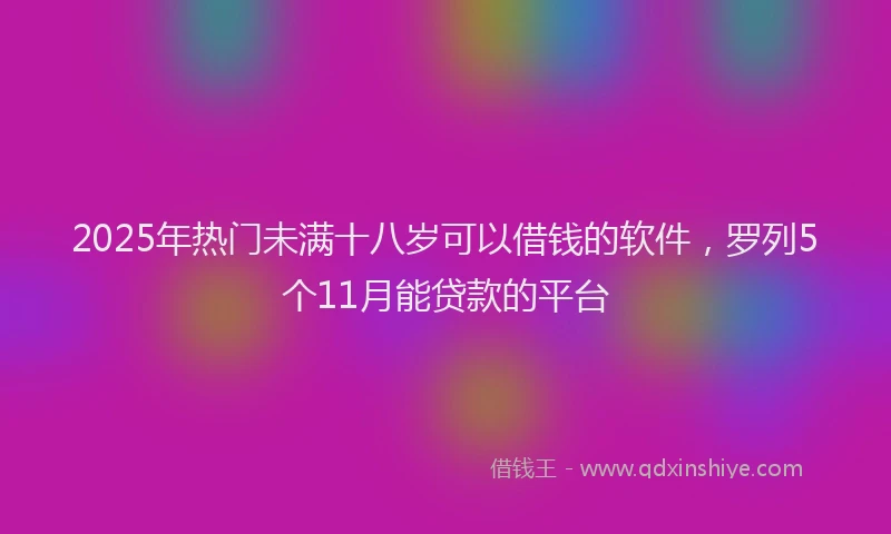 2025年热门未满十八岁可以借钱的软件，罗列5个11月能贷款的平台