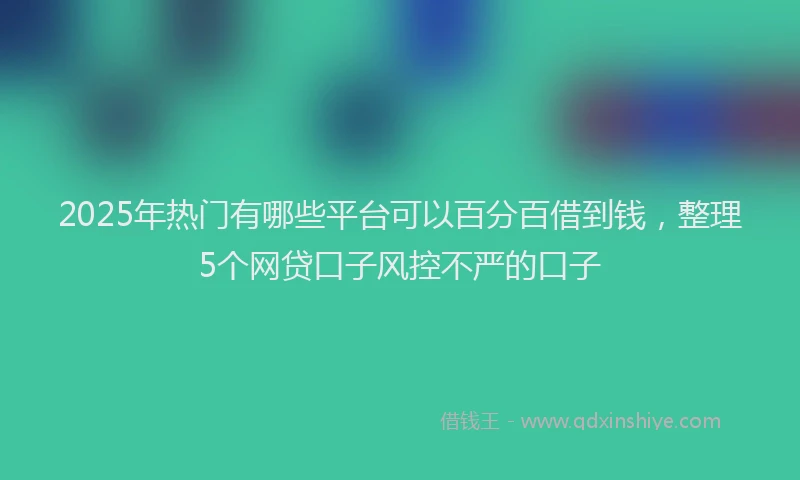 2025年热门有哪些平台可以百分百借到钱，整理5个网贷口子风控不严的口子