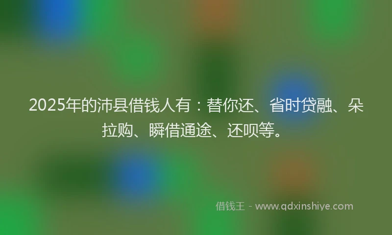 2025年的沛县借钱人有：替你还、省时贷融、朵拉购、瞬借通途、还呗等。