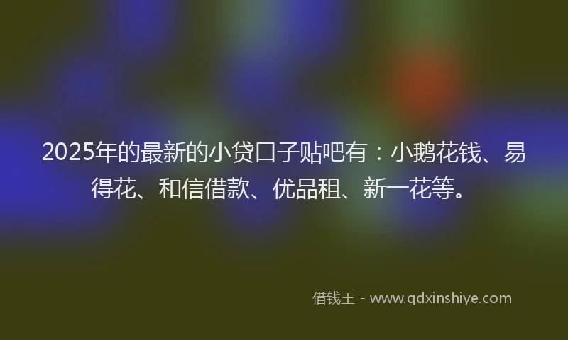 2025年的最新的小贷口子贴吧有：小鹅花钱、易得花、和信借款、优品租、新一花等。