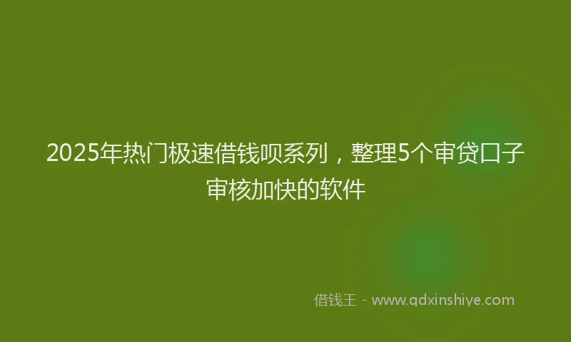 2025年热门极速借钱呗系列，整理5个审贷口子审核加快的软件