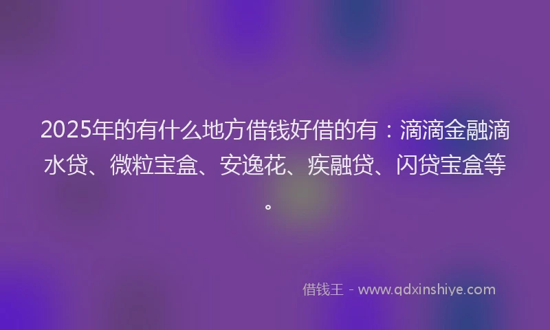 2025年的有什么地方借钱好借的有：滴滴金融滴水贷、微粒宝盒、安逸花、疾融贷、闪贷宝盒等。
