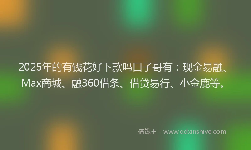 2025年的有钱花好下款吗口子哥有：现金易融、Max商城、融360借条、借贷易行、小金鹿等。