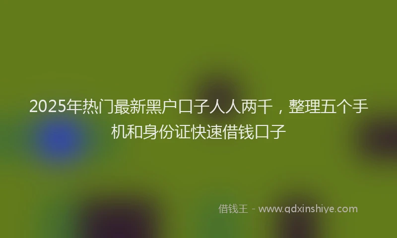 2025年热门最新黑户口子人人两千，整理五个手机和身份证快速借钱口子