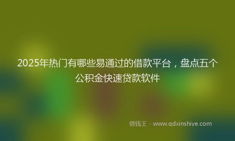 2025年热门有哪些易通过的借款平台，盘点五个公积金快速贷款软件