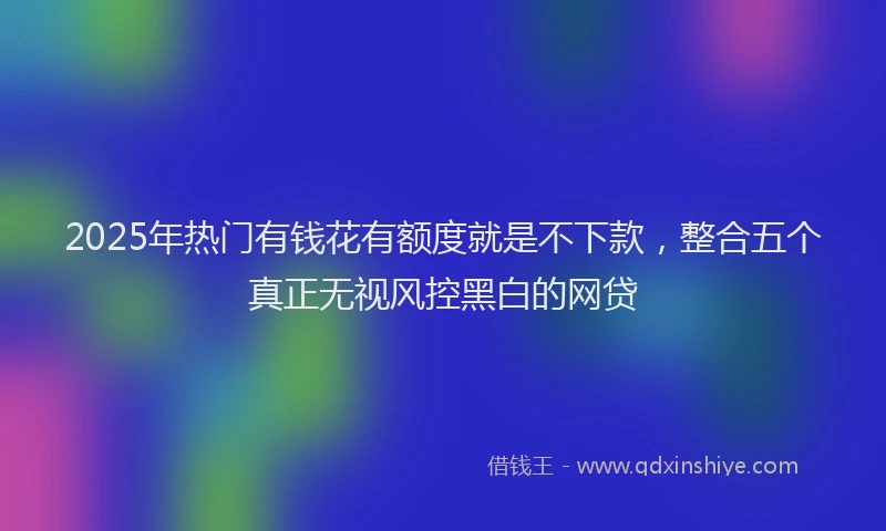2025年热门有钱花有额度就是不下款,整合五个真正无视风控黑白的网贷
