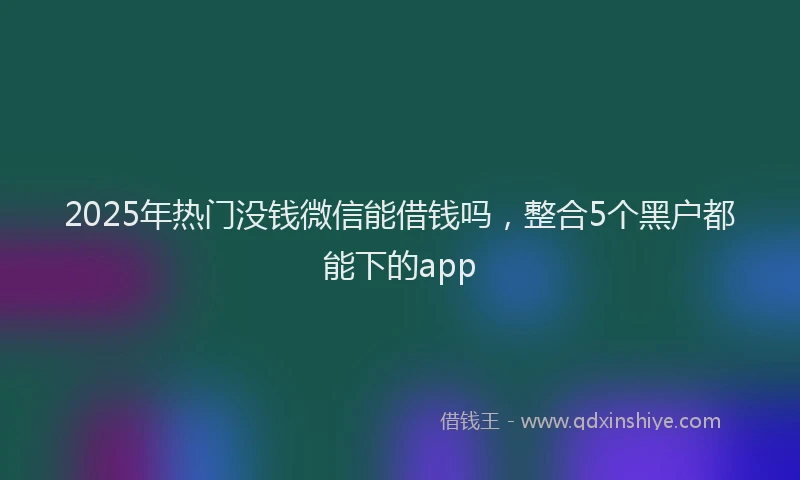 2025年热门没钱微信能借钱吗，整合5个黑户都能下的app