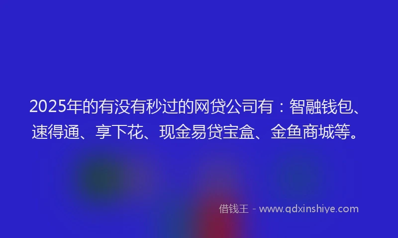 2025年的有没有秒过的网贷公司有：智融钱包、速得通、享下花、现金易贷宝盒、金鱼商城等。