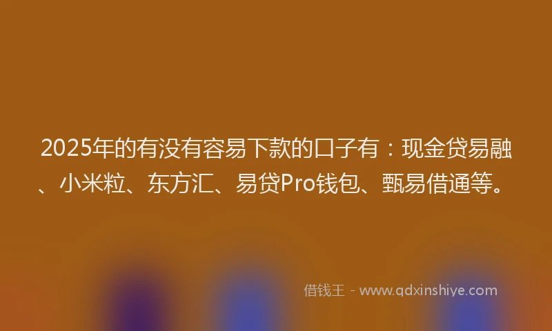 2025年的有没有容易下款的口子有:现金贷易融、小米粒、东方汇、易贷Pro钱包、甄易借通等。