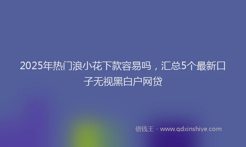 2025年热门浪小花下款容易吗，汇总5个最新口子无视黑白户网贷