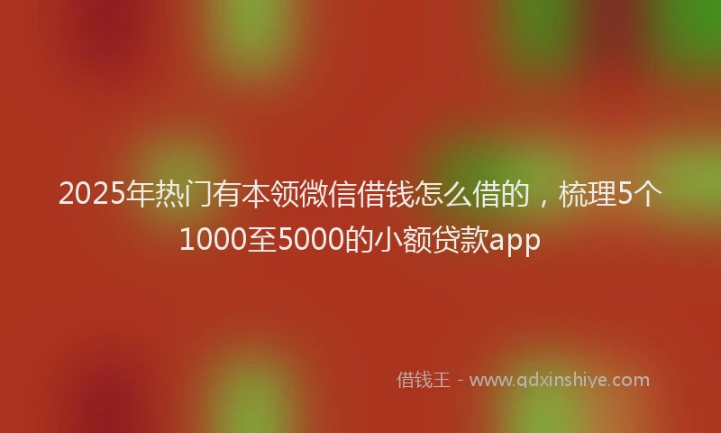 2025年热门有本领微信借钱怎么借的，梳理5个1000至5000的小额贷款app