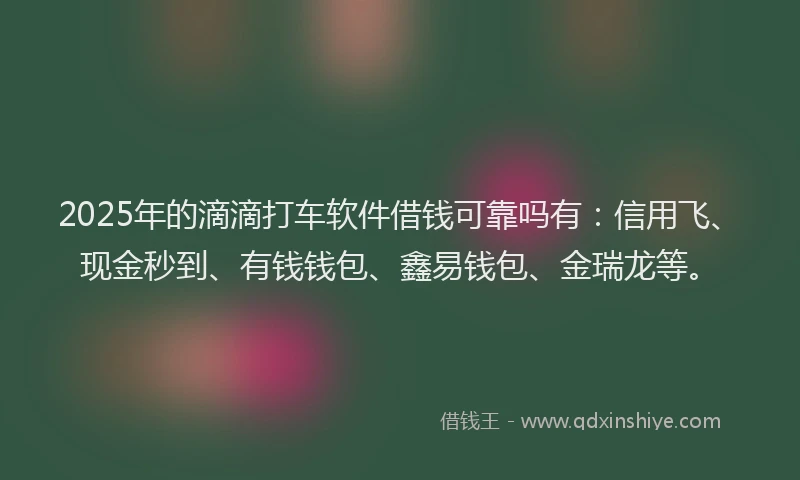 2025年的滴滴打车软件借钱可靠吗有：信用飞、现金秒到、有钱钱包、鑫易钱包、金瑞龙等。
