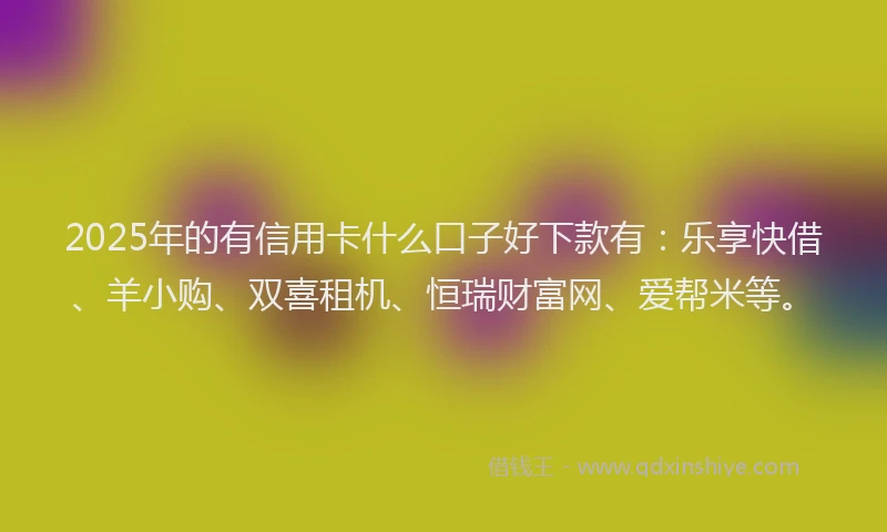 2025年的有信用卡什么口子好下款有：乐享快借、羊小购、双喜租机、恒瑞财富网、爱帮米等。