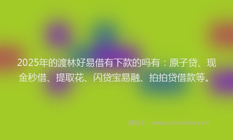 2025年的渡林好易借有下款的吗有：原子贷、现金秒借、提取花、闪贷宝易融、拍拍贷借款等。