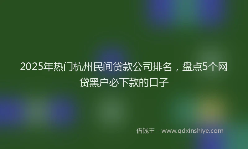 2025年热门杭州民间贷款公司排名，盘点5个网贷黑户必下款的口子